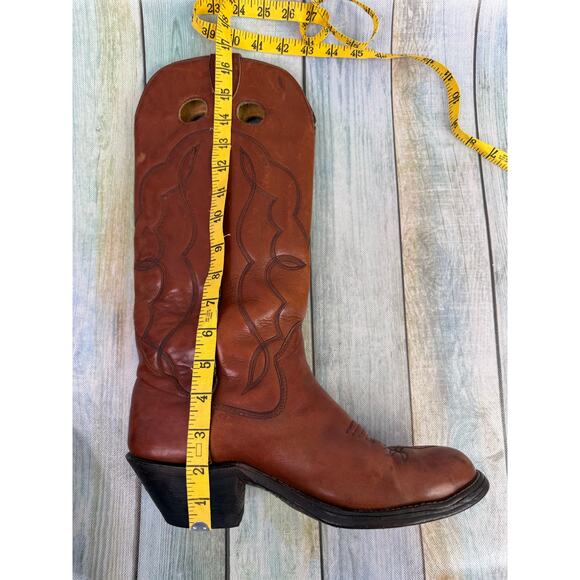 Sanders Boot Makers Vintage Brown Western Cowboy Boots Size 8.5 Brown 90's Tall - Picture 9 of 11